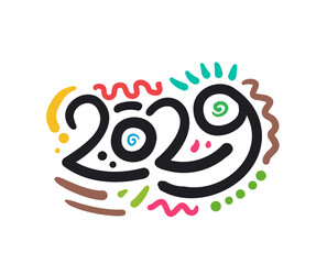 2029 Abstract Hand Lettering Style. Fun Party and Event Vector Design