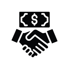 Handshake with dollar bill icon isolated on white background isolated on transparent background
