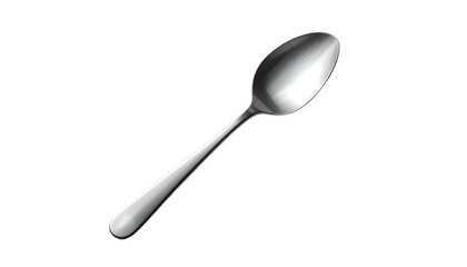 Shiny metal spoon with rounded bowl against a dark backdrop