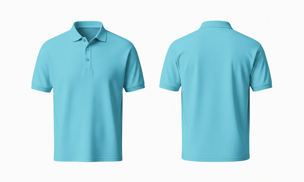Blank Mint Green Polo Shirt Mockup Front and Back on White Background