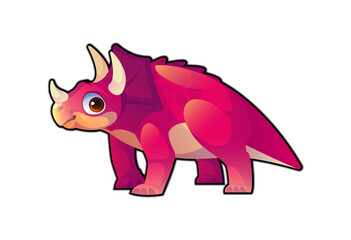 Cute Pink Triceratops Dinosaur PNG | Kids Cartoon Illustration