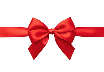 Fototapeta premium Red satin ribbon bow isolated on transparent background