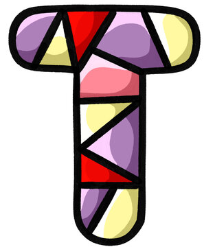 Stained Glass Alphabet Letter T PNG &ndash; Pastel Mosaic T Clipart