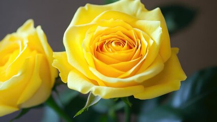 Two bright yellow roses in a decorative vase, perfect for floral arrangements or as a symbol of friendship and love