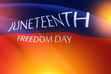 Juneteenth color with text Juneteenth Freedom Day with warm glow. Since 1865. Banner. 3d-rendering.
