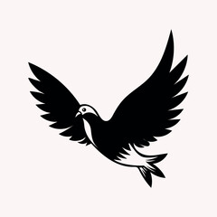 Obraz premium Peaceful dove and eagle flying vector silhouette with wings feathers illustration icon design symbol tattoo nature art