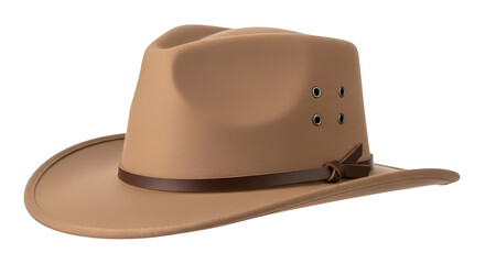 Tan Cowboy Hat With Leather Band and Eyelets western