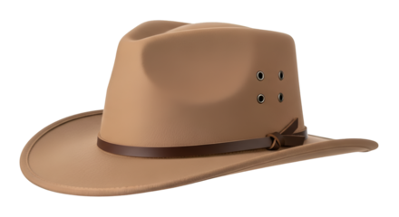 Tan Cowboy Hat With Leather Band and Eyelets western