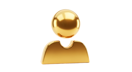 Golden 3D person icon on black background Keywords: person, icon, symbol, user, profile, avatar