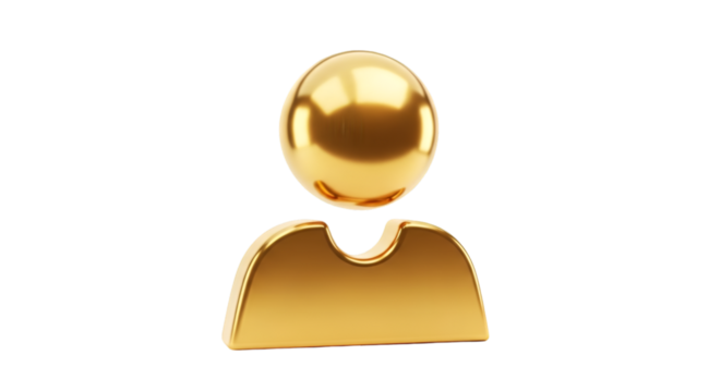 Golden 3D person icon on black background Keywords: person, icon, symbol, user, profile, avatar