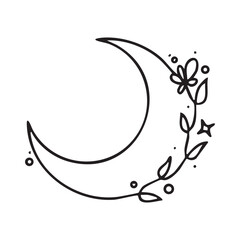 Mystical celestial design elements. Vector icon set with stars, crescent moons, constellations, and dividers for logos or spiritual decorations.