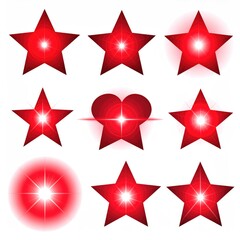 Red stars & a heart, each with a bright central glow.