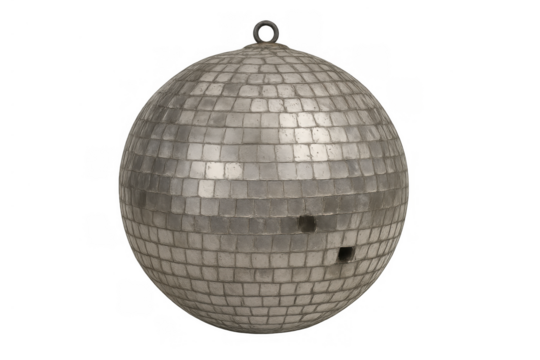 Disco ball reflecting light, perfect for party, celebration, music, and dance concepts, isolated on a transparent background