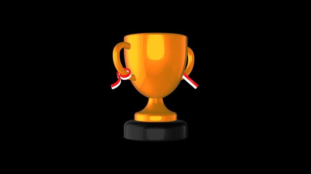 Trophy achievement winner celebration animation on transparent background