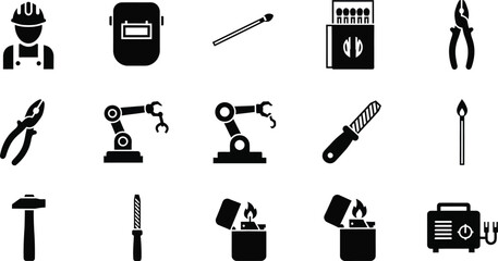Illustration of industrial tools and equipment icons