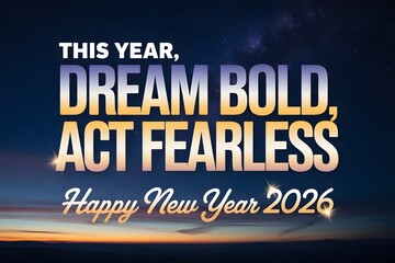 Dream Bold Act Fearless Happy New Year 2026 inspirational