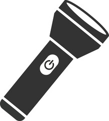 Illustration of dark gray flashlight with a power button