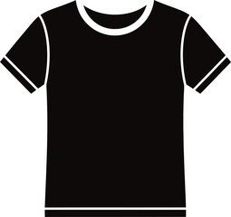 Illustration of black tshirt with white trim, illustration