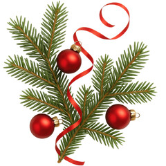 Pine Branch with Red Berries Christmas Accent