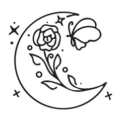 Mystical celestial design elements. Vector icon set with stars, crescent moons, constellations, and dividers for logos or spiritual decorations.