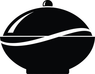 Illustration of black silhouette of a covered bowl