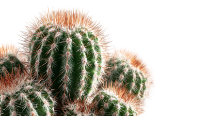 Green cacti with white spines, isolated, transparent background. Perfect for product staging, print materials, branding mockups.
