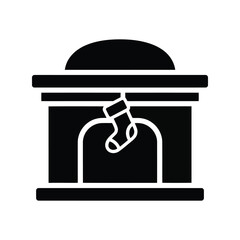 Festive christmas fireplace with hanging stocking cozy holiday hearth icon isolated on white background