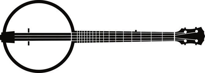 Illustration of banjo, a stringed instrument with a round body