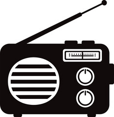 Illustration of black radio receiver with antenna