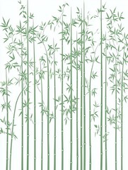 Naklejka premium Green bamboo stalks and leaves seamless nature design
