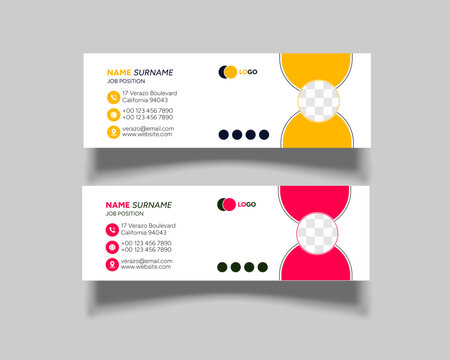 Clean minimalist email signature designs featuring contact details and branding options.