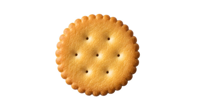 Single oval cracker with holes on a black background for food photography - Powered by Adobe