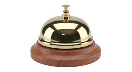 Golden Reception Bell on Wood Base service hotel