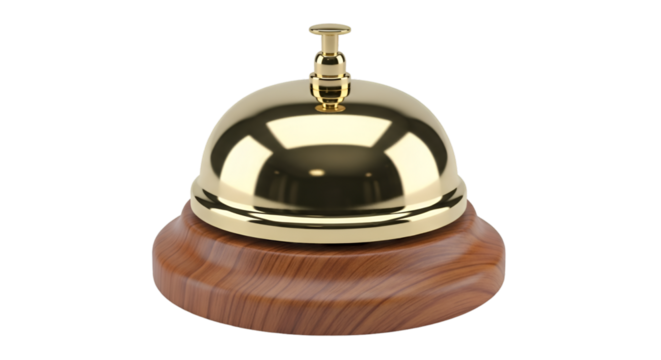 Golden Reception Bell on Wood Base service hotel