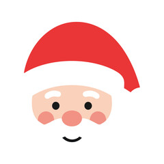 Cute santa claus face festive christmas character icon simple holiday design isolated on white background