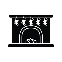 Christmas fireplace with hanging stockings festive holiday hearth celebration decor isolated on white background