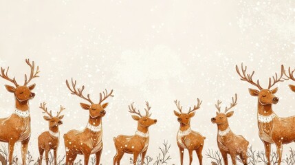 Enchanting Winter Scene with Elegant Reindeer in Soft Snowfall