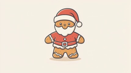 Cute Gingerbread Man Character in Santa Costume for Holiday Cheer