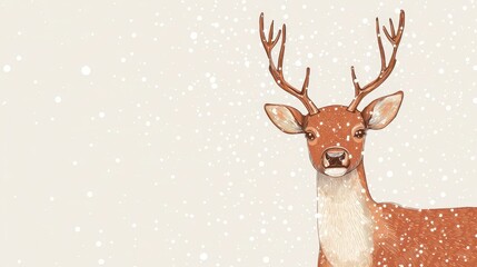 Elegant Deer in Snowy Background with Soft Winter Atmosphere