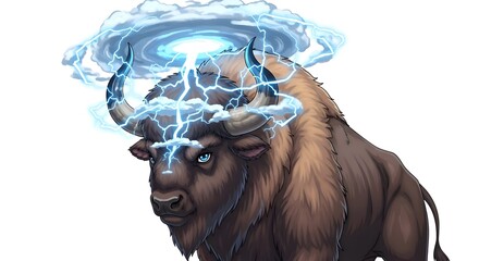 Electric Bison - A Powerful Creature with Lightning Energy.