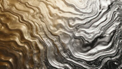 Fototapeta premium Abstract Metallic Swirls of Gold and Silver.