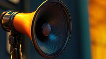 A close-up shot of a speaker installed on a wall, used for public announcements or music playback