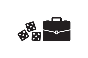Business Risk And Chance Icon With Briefcase And Dice