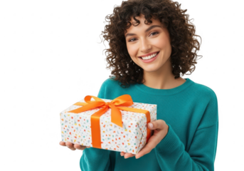 An woman with Christmas gift