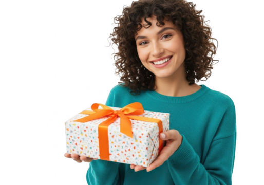 An woman with Christmas gift - Powered by Adobe