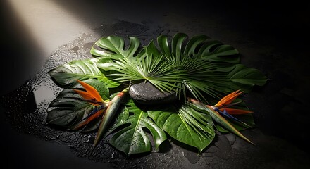 Lush Tropical Foliage And Vibrant