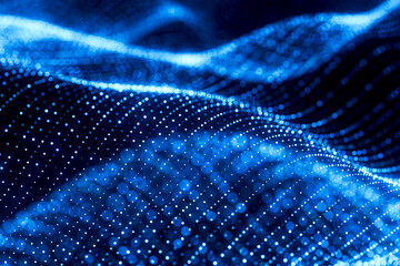 3D data wave composed of blue dots and digital patterns