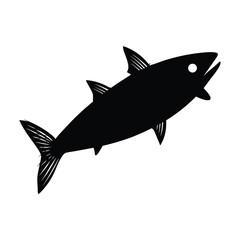 mackerel fish black silhouette vector