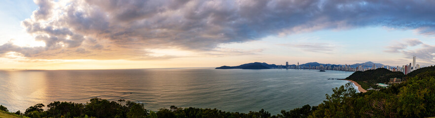Aerial view of the coast of the tourist city of Balneario Camboriu, Santa Catarina, Brazil.