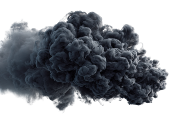 Dark, dense smoke cloud against a black background